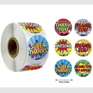 (100)1" Thank You Stickers/6 styles